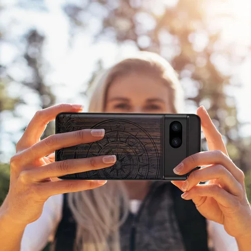 Miniatura 6 de Carveit Funda de madera para Pixel 8a - Madera natural y negro suave TPU a prueba de golpes - Funda de madera única compatible con Google Pixel 8a