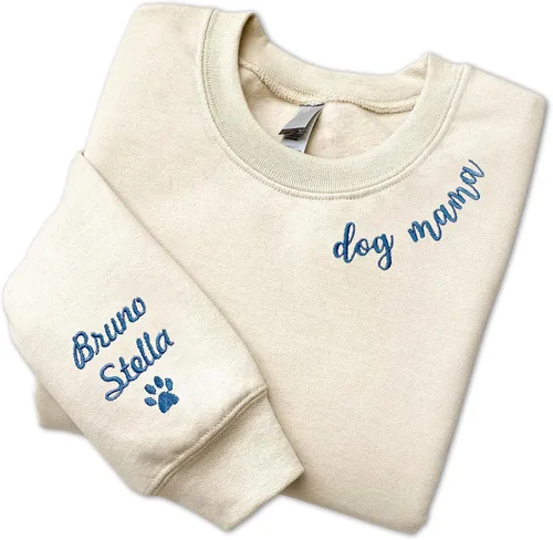 Miniatura 16 de GodLover Custom Dog Mom Embroidered Sweatshirt, Personalized Pet Lover Hoodie, Gift for Women, Mothers Day, Christmas Estilo 03.