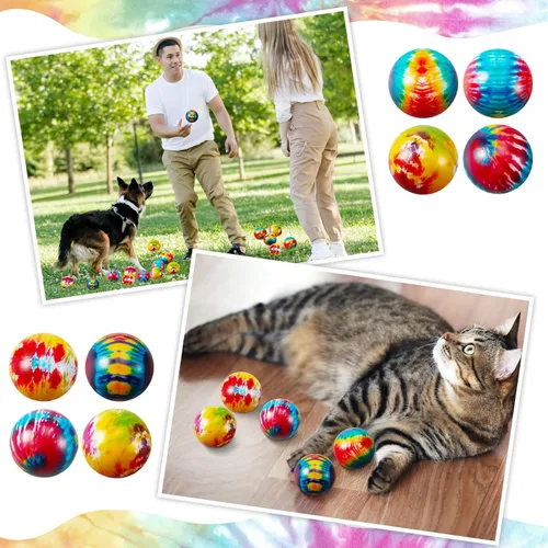 Miniatura 5 de Wettarn 120 bolas de estrés para fiesta, teñido anudado, a granel, hippie, colorido, bola de alivio de la ansiedad, juguete para el ejercicio