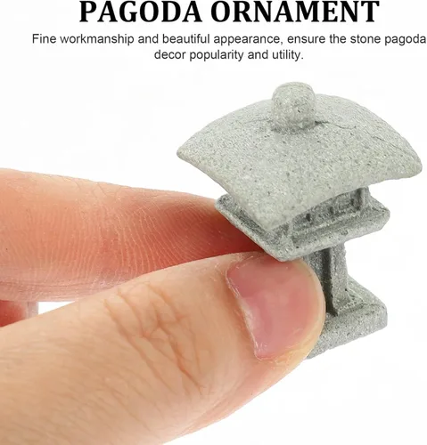 Miniatura 7 de Yardwe Juego de 4 mini estatuas de pagoda japonesas para jardín zen, micro paisaje, decoración interior y exterior, 1.25 x 0.82 x 0.82 pulgadas