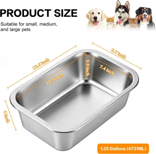 Miniatura 2 de Cuenco de agua grande de acero inoxidable de 1.25 galones, cuenco de agua para perros al aire libre, cuencos metálicos de alta capacidad para perros