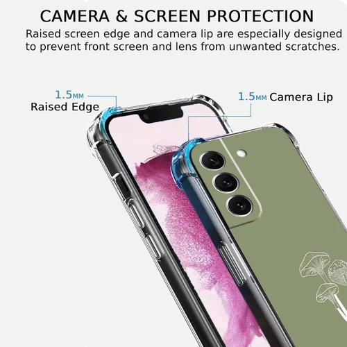 Miniatura 3 de Funda de hongos verde salvia para Samsung Galaxy S22, patrón minimalista estético de plantas, funda de TPU suave de moda para Galaxy S22 Diseño