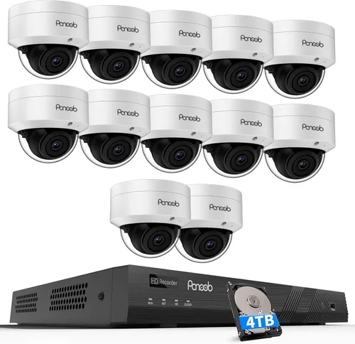 Miniatura 9 de Sistema de cámara de seguridad PoE, 6 cámaras domo PoE a prueba de vandalismo de 5MP IK10 con cable para exteriores con detección de persona, visión