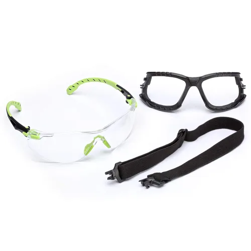 Miniatura 13 de 3M Gafas de seguridad, Solus 1000, S1201SGAF, ANSI Z87, lente antivaho Scotchgard, marco verde/negro, media montura, varillas acolchadas, puente