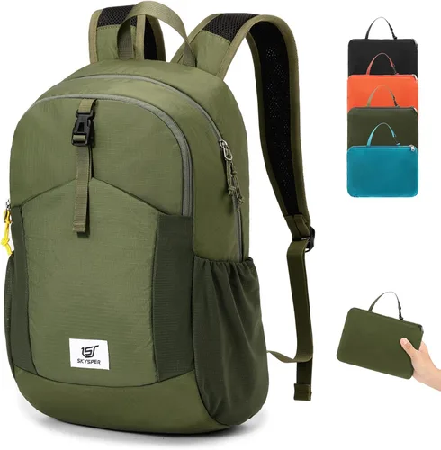 SKYSPER Mochila pequeña de senderismo para hombres y mujeres, 20L, RFID, plegable, ultraligera, mochila de día plegable, ligera, colapsable, para