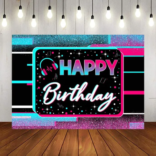 Miniatura 5 de Mocsicka Telón de fondo para fiesta de cumpleaños con temática musical, pancarta para fiestas de baile musical, suministros para fiestas temáticas
