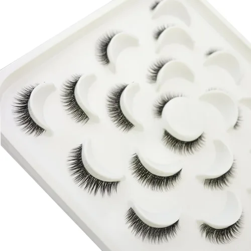 Miniatura 5 de DAODER Pestañas postizas de 0.394 pulgadas (0.394 pulgadas), pestañas gruesas y cortas de visón, aspecto natural con banda transparente, rizo D