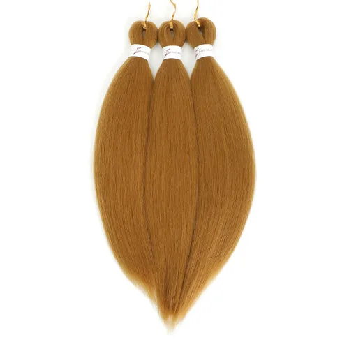 Miniatura 7 de Cabello trenzado preestirado de 18 pulgadas, 3 paquetes de cabello rubio miel preestirado, extensiones de cabello sintético profesional, sin
