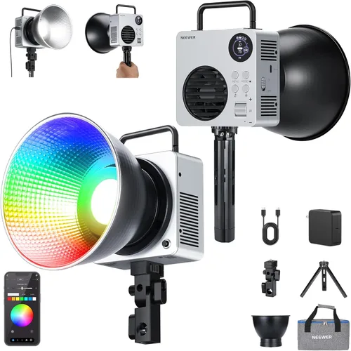Miniatura 12 de NEEWER HB80C RGBWW - Luz de video LED con batería integrada de 72 Wh y carga rápida PD de 100 W, iluminación de salida continua COB Mini RGB de 80