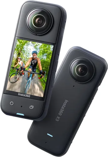 Insta360 X3 - Cámara 360 impermeable, sensores 1/2 pulgada 48 MP, video HDR activo 5.7K 360, foto de 72MP 360, lente única 4K, modo Me 60 fps,