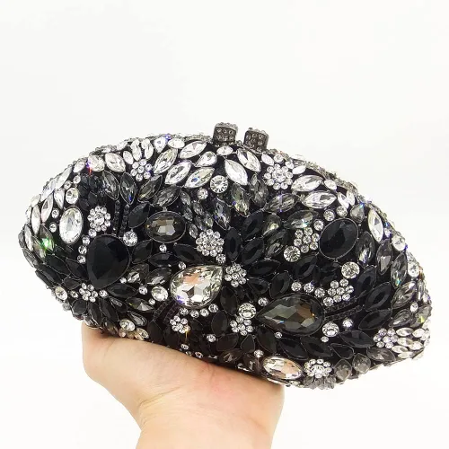 Miniatura 2 de Boutique De FGG Bolsos de noche de flores y embragues para mujer, bolsos formales de diamantes de imitación, bolsos de mano de cristal de boda