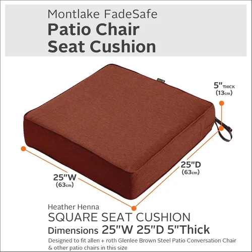 Miniatura 3 de Classic Accessories Montlake FadeSafe - Juego de cojines resistentes al agua para patio, 23 x 23 x 5 pulgadas (asiento), 21 x 20 x 4 pulgadas
