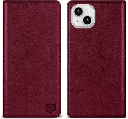 Miniatura 32 de ZZXX Funda tipo cartera para iPhone 14 con bloqueo RFID, soporte de ranura para tarjetas, funda protectora de cuero magnético fuerte plegable