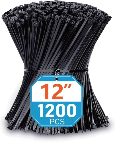 Miniatura 6 de Bridas de cremallera de 8 pulgadas resistentes con resistencia a la tracción de 120 libras, bridas negras para cables, 100 piezas Karoka