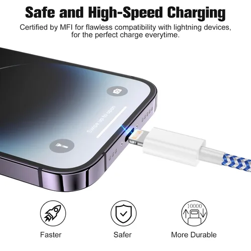 Miniatura 2 de Paquete de 3 cargadores de iPhone de 3 pies [certificado Apple MFi] Cable de carga rápida de nailon trenzado para iPhone 14 13 12 11 Pro Max XR XS X