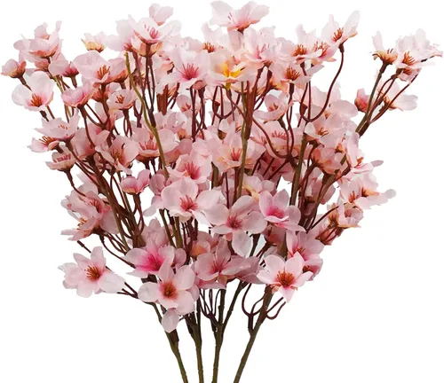 Miniatura 13 de Uieke 8 flores artificiales de cerezo, ramas de flor de cerezo de seda, arreglo de flores de ciruelo falsas para bricolaje, hogar, boda, árbol, 8