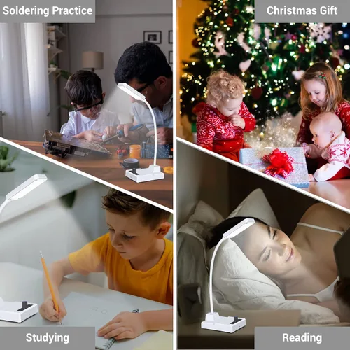 Miniatura 6 de MIOYOOW Kit de práctica de soldadura: construye tu propia lámpara de escritorio LED, luz de cuello de cisne recargable con brillo ajustable