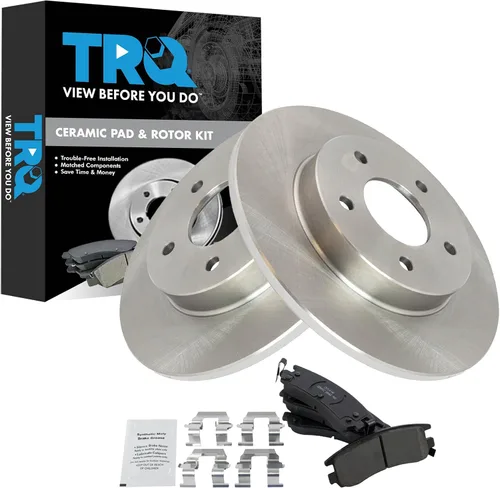 Miniatura 47 de TRQ Kit de rotor de freno trasero y pastillas de cerámica Posi premium compatible con camioneta Chevy GMC