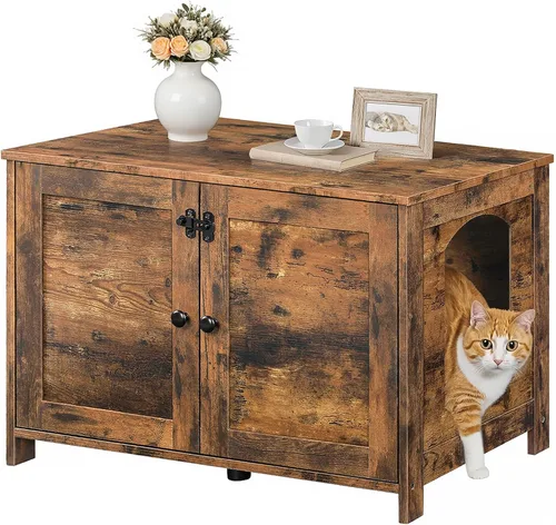 Miniatura 9 de HOOBRO Gabinete para Caja de Arena, Mueble para Caja de Arena de Gato con Divisor Removible, Mueble Grande para Caja de Arena Oculta, Casa de Madera