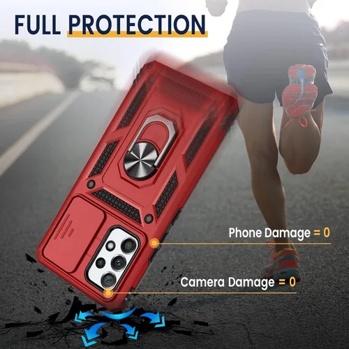 Miniatura 4 de Goton Funda compatible con Samsung Galaxy A53 5G con cubierta de cámara y anillo de soporte con protector de pantalla de vidrio templado, grado