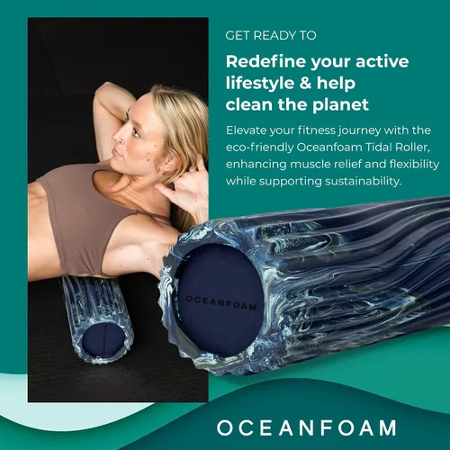 Miniatura 3 de Oceanfoam Tidal Roller - Marino Oscuro, Hunter y Seafoam Marmóreo - Rodillo de Espuma para Masaje Muscular para Dolor de Espalda y Estiramiento