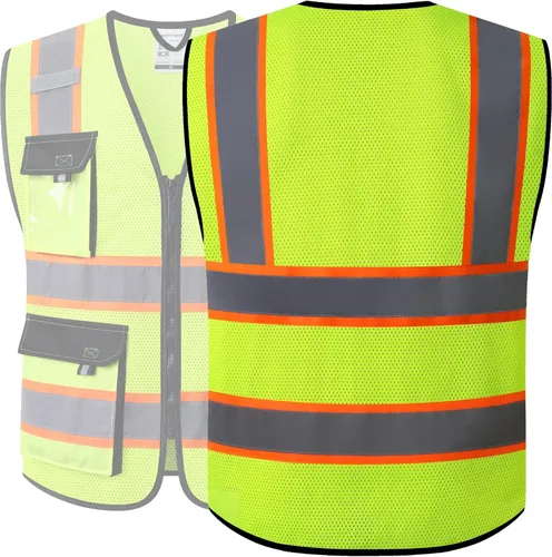 Miniatura 5 de JKSafety - Chalecos de seguridad reflectantes de alta visibilidad para hombres y mujeres, con bolsillos, ropa de seguridad de malla