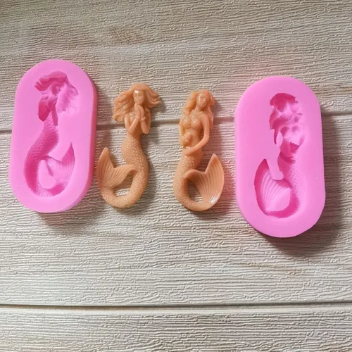Miniatura 5 de Cestony 2 unids/set de moldes de silicona de sirena para bricolaje pastel fondant galletas galletas jabón azúcar pudín chocolate dulces duros postre