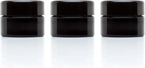 Miniatura 10 de Infinity Jars Tarro clásico de vidrio negro de 0.5 fl oz (0.5 fl oz), hermético, a prueba de olores, recargable, para almacenamiento a largo plazo