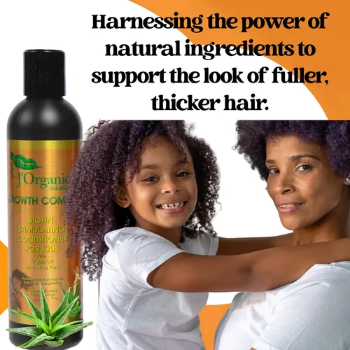 Miniatura 3 de J'Organic Solutions Acondicionador de cabello estimulante de biotina para niños, promueve un cabello más grueso, más completo, nutritivo y mejora