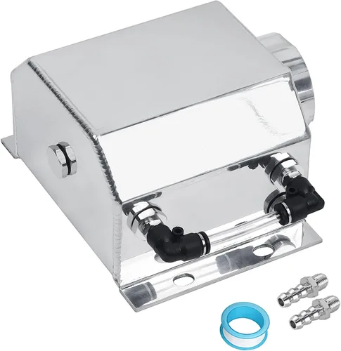 LokoCar Tanque de Radiador de Refrigerante Universal de Expansión y Desbordamiento de 1L, Aluminio Plateado