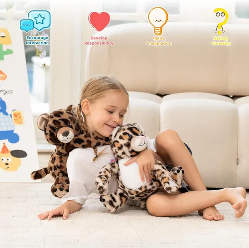 Miniatura 3 de MorisMos Dúo de Animales de Peluche de Leopardo, Congelables y Aptos para Microondas, Juguete de Leopardo de Brazos Largos para Abrazar, Almohadilla