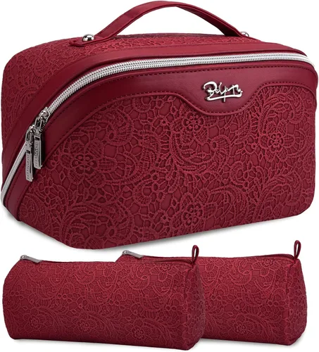 Miniatura 23 de BOYATU Bolsas de maquillaje de viaje Bolsa organizadora de cosméticos: Juego de 3 bolsas de maquillaje de gran capacidad, bolsas de aseo de piel