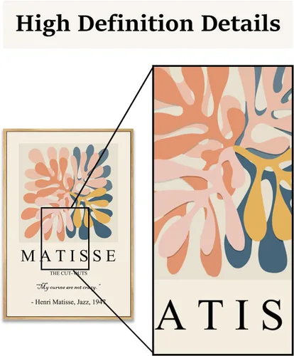 Miniatura 7 de Zzuyi Henri Matisse - Arte de pared, decoración de arte abstracto, decoración de habitación pastel danés, arte de pared bohemio, 12 x 16 pulgadas
