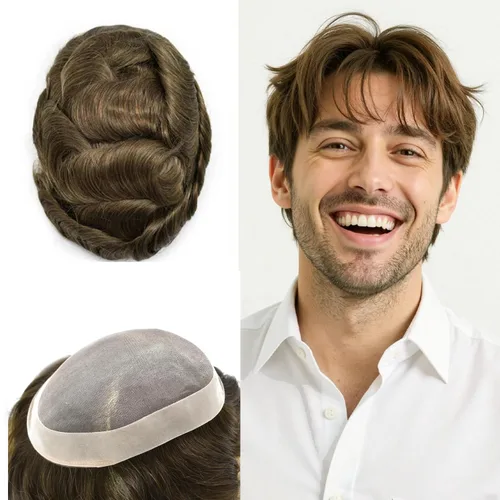 Miniatura 14 de Mens Toupee Hair Piece For Men Fine Mono Men Hair System Toupee For Men Hair Piece Real Human Hair System For Men Protesis Capilar Para Hombre 6x9