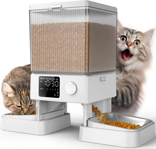 Miniatura 10 de oneisall Comedero automático para gatos con WiFi 5G, dispensador automático de comida para gatos para 2 gatos y mascotas pequeñas, dispensador