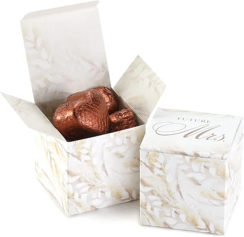 Hortense B. Hewitt Accesorios florales secos para despedida de soltera, 25 unidades de cajas de regalo de futura señora, 2 pulgadas cuadradas Futura