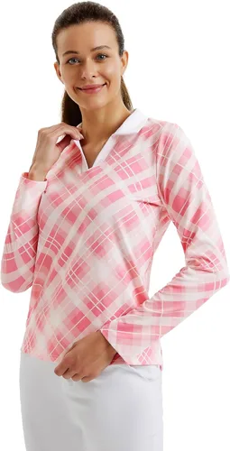 Miniatura 6 de JACK SMITH Polo de golf de manga larga para mujer, cuello en V, atlético, para tenis, absorbe la humedad