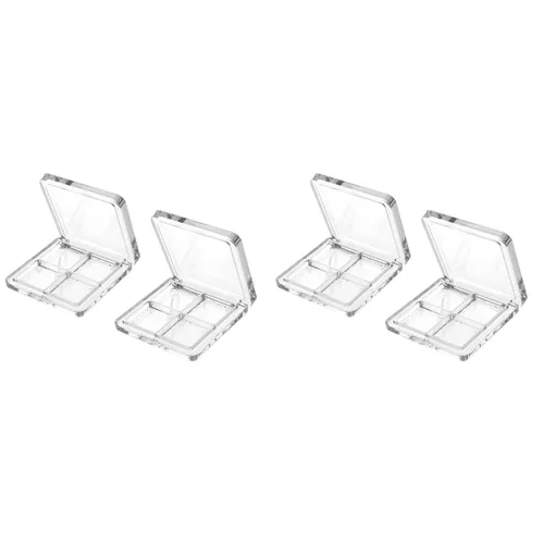 Beaupretty 4 piezas vacía sombra de ojos paleta 4 rejillas sombra de ojos lápiz labial caja de almacenamiento transparente maquillaje DIY cosméticos