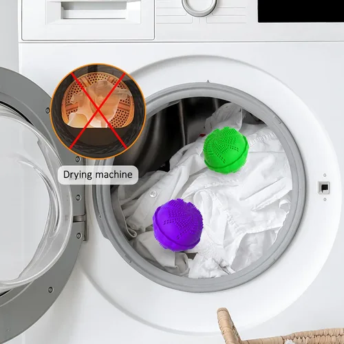 Miniatura 6 de Juego de 2 bolas de lavandería ecológicas para lavadora, alternativa de detergente natural para limpieza del hogar, suaves para ropa y telas