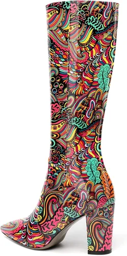 Miniatura 112 de AMBELIGHT Botas altas hasta la rodilla con cremallera y puntera puntiaguda para mujer, de patente sólida, tacón alto, 3.3 pulgadas
