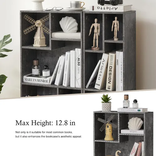 Miniatura 4 de VECELO Estantería pequeña de 3 cubos, bibliotecas modernas con estantes de hasta 12.8 pulgadas, apto para libros de texto de tamaño común, vertical
