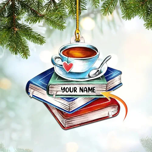 Encantador adorno de libros POD, adorno para amantes de los libros, regalo para su bibliotecario, adorno de Navidad de libro de lectura, regalo de