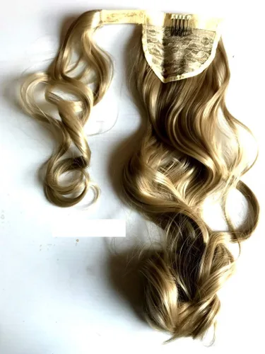 Miniatura 14 de SHOWTIME Extensiones de cola de caballo onduladas con clip de garra de 14 pulgadas, color rubio platino claro decolorado #613, fibra resistente al