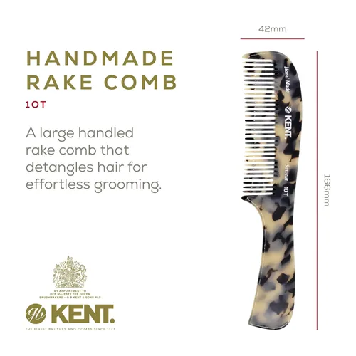 Miniatura 2 de Kent 10T TW Peine grande desempañador de dientes anchos hecho a mano, peine para cabello rizado y grueso, peines desempañadores para cabello húmedo
