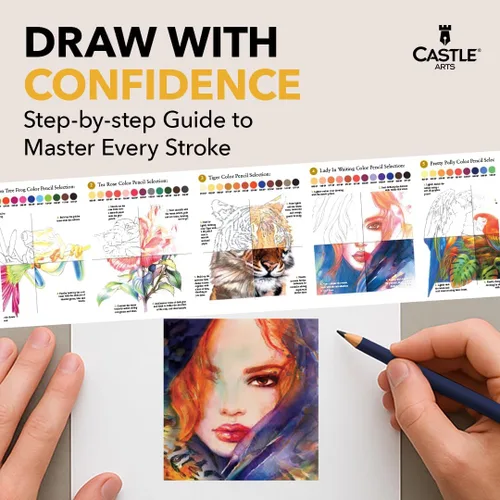 Miniatura 5 de Castle Art Supplies Gold Standard - Juego de 120 lápices para colorear con extras, núcleos de colores a base de aceite que se mantienen más