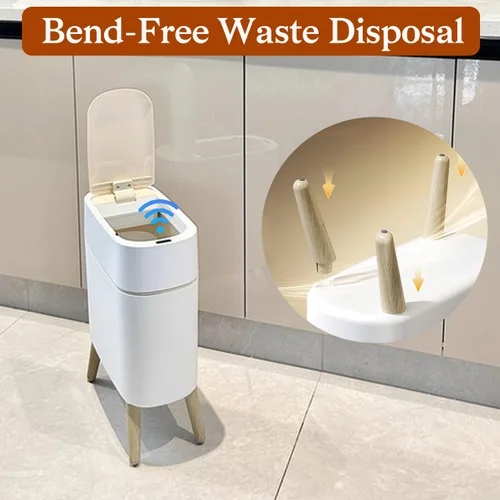 Miniatura 5 de LALASTAR Basurero de baño pequeño automático, sin contacto, con tapa, sensor de movimiento para dormitorio, cocina, oficina, 2.5 galones