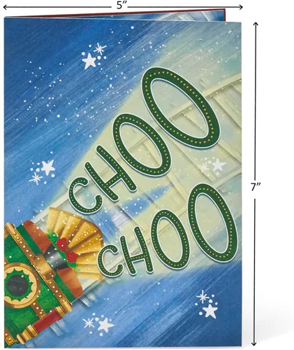 Miniatura 2 de POPWOW Tarjetas desplegables de tren de Navidad, Papá Noel, reno, tarjeta de felicitación de Navidad 3D, hermoso regalo para niños, marido, esposa