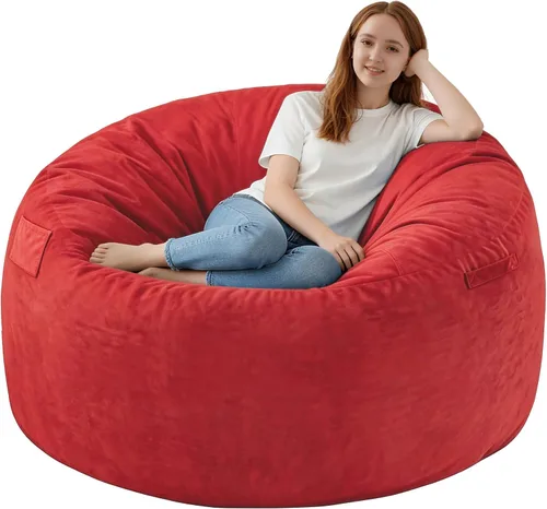 Miniatura 82 de Silla de Puf de 3 Pies, Sillas de Puf Cómodas con Relleno de Espuma Viscoelástica, Sofá de Puf Esponjoso con Funda de Terciopelo Holandés, Sillas