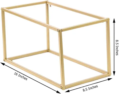 Miniatura 3 de Efavormart - Paquete de 2 soportes de metal para flores de boda de 16 pulgadas, soporte geométrico para centro de mesa Dorado