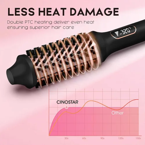 Miniatura 4 de CINOSTAR Cepillo redondo con calor para look de secado al aire con voluminizador, herramienta de peinado de 1.5 pulgadas, cepillo térmico iónico